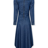 SIENNA | Indigo Blue Ruched Cotton Midi Dress