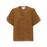CAVERNI | 100% Linen camel Top