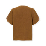 CAVERNI | 100% Linen camel Top