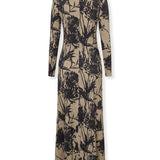 MARISSA | Sand Botanical Print Jersey Dress