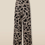 BEDUINA | Gold Leopard Jacquard Wide-Leg Trousers