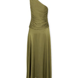 CELIA | One-Shoulder Khaki Midi Dress