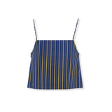 DARIA | Blue Striped Cotton Bow Top