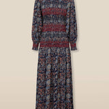 MARETOILE | Navy Multi Floral Print Midi Dress