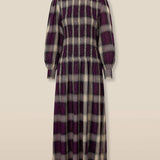 LEONOR | Aubergine Check Smocked Midi Dress