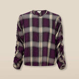 ARIANNE | Aubergine Check Blouse
