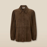 MOCHA | Dark Brown Suede Blouse