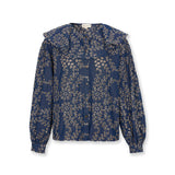 SKYSTITCH | Denim Blue Cotton Embroidered Blouse