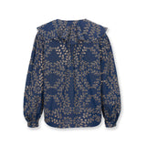 SKYSTITCH | Denim Blue Cotton Embroidered Blouse