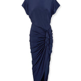 MICHAELA | Navy Draped Midi Dress