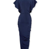 MICHAELA | Navy Draped Midi Dress