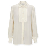 VITTORIA | Ecru Tonal Pleated Blouse