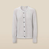 CLAIRE | Light Grey Mohair Wool Knit Cardigan
