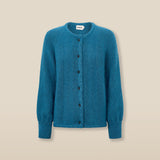 CLAIRE | Teal Mohair Wool Knit Cardigan