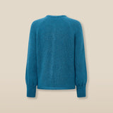 CLAIRE | Teal Mohair Wool Knit Cardigan