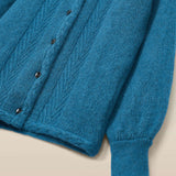 CLAIRE | Teal Mohair Wool Knit Cardigan