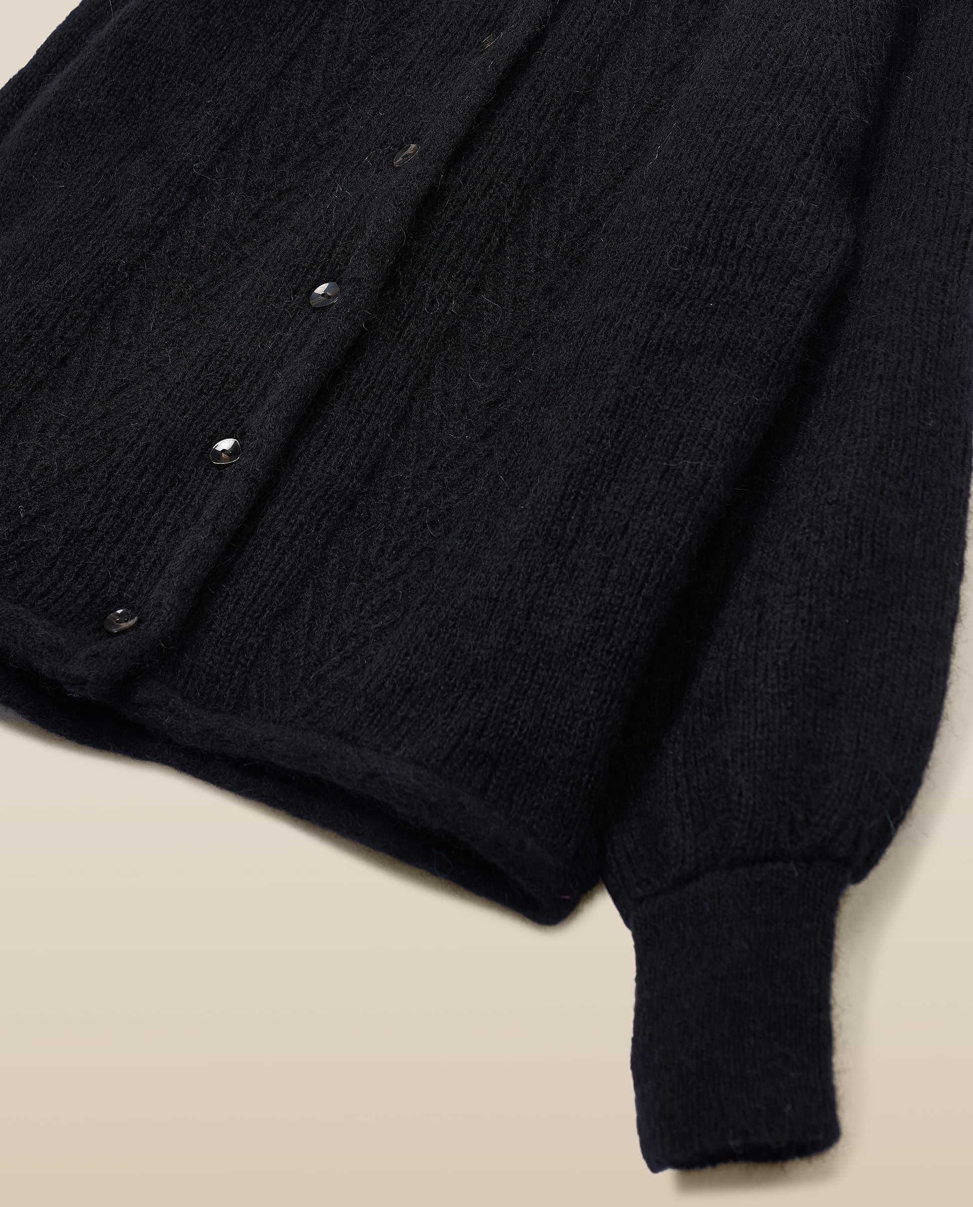 CLAIRE | Black Mohair Wool Knit Cardigan – MAKSU