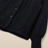 CLAIRE | Black Mohair Wool Knit Cardigan
