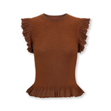 JOY | Brown Ribbed Knit Top