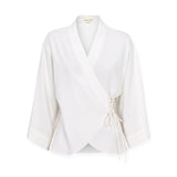 LOURDES | Off White Silk Wrap Blazer