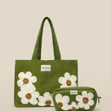 CRISTINA | Green Flower Cotton Tote Bag