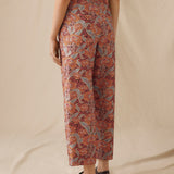 IRAMA | Terracotta Multi Liberty Floral Cotton Trousers