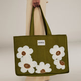 CRISTINA | Green Flower Cotton Tote Bag