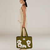 CRISTINA | Green Flower Cotton Tote Bag