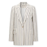 BROOKE | Blazer de lino y algodón estructurado con rayas sutiles en color crudo