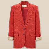 CANNES | Red Jacquard Relaxed Fit Structured Blazer