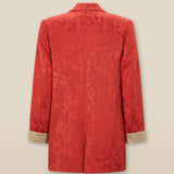 CANNES | Red Jacquard Relaxed Fit Structured Blazer