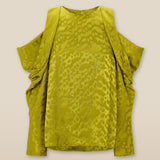 BHAKTI | Chartreuse Yellow Jacquard Leopard Print Blouse