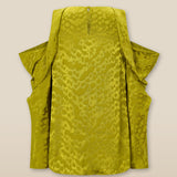 BHAKTI | Chartreuse Yellow Jacquard Leopard Print Blouse