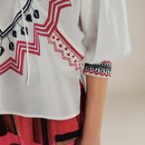 SOL | Off White Boho Embroidery Cotton Blouse