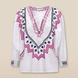SOL | Off White Boho Embroidery Cotton Blouse