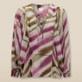 SOL | Magenta & Brown Stripe Boho Blouse