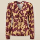 MILLIE | Burgundy & Gold Ruffle Crepe Blouse