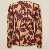 MILLIE | Burgundy & Gold Ruffle Crepe Blouse