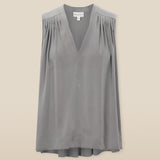 FINLEY | Grey Pleat Silk Blouse