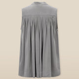 FINLEY | Grey Pleat Silk Blouse
