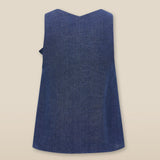 ZURI | Indigo Blue Linen Bow-Front Blouse