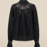 DOLKAR | Black Broderie Anglaise Cotton Blouse
