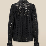 DOLKAR | Black Broderie Anglaise Cotton Blouse