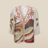 VEDHA | Ecru Multi Palm Printed Blouse