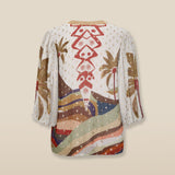 VEDHA | Ecru Multi Palm Printed Blouse