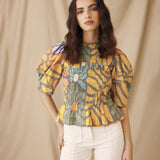 CHARITA | Multicolour Botanical Print Cotton Blouse