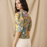 CHARITA | Multicolour Botanical Print Cotton Blouse