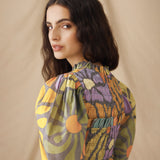 CHARITA | Multicolour Botanical Print Cotton Blouse