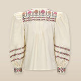 DEVIKA | Cream Flower Embroidery Cotton Blouse