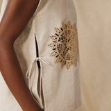 SOMA | Beige Embroidered Cotton-Linen Blouse